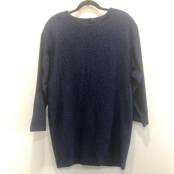 Vintage Dark Blue Shift Style Sweater Dress Large - Picture 1 of 11